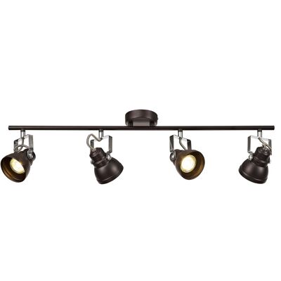 Doyle Adjustable Linear Bar Spotlight, 4 x GU10 (Max 10W LED), Oiled Bronze/Polished Chrome / VL09386