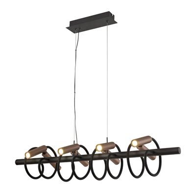 Lacey Linear Pendant, 8 Light Adjustable Arms, 8 x 4W LED Dimmable, 3000K, 2000lm, Black/Satin Copper, 3yrs Warranty / VL09418