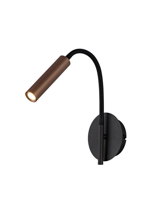 Lacey Wall Lamp, 1 Light Adjustable Switched, 1 x 5W LED, 3000K, 311lm, Black/Satin Copper, 3yrs Warranty / VL09419
