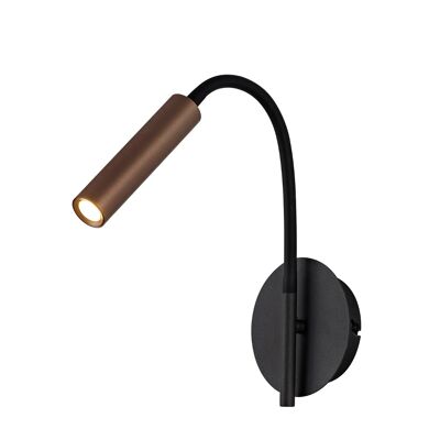 Lacey Wall Lamp, 1 Light Adjustable Switched, 1 x 5W LED, 3000K, 311lm, Black/Satin Copper, 3yrs Warranty / VL09419