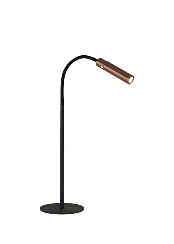 Lampe de table Lacey, 1 lumière réglable commutée, 1 x 7W LED, 3000K, 436lm, noir/cuivre satiné, 3 ans de garantie / VL09420 1