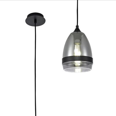 Irina Pendant 15cm Cone, 1 x E27 (Max 20W), Matt Black & Smoke / VL09718