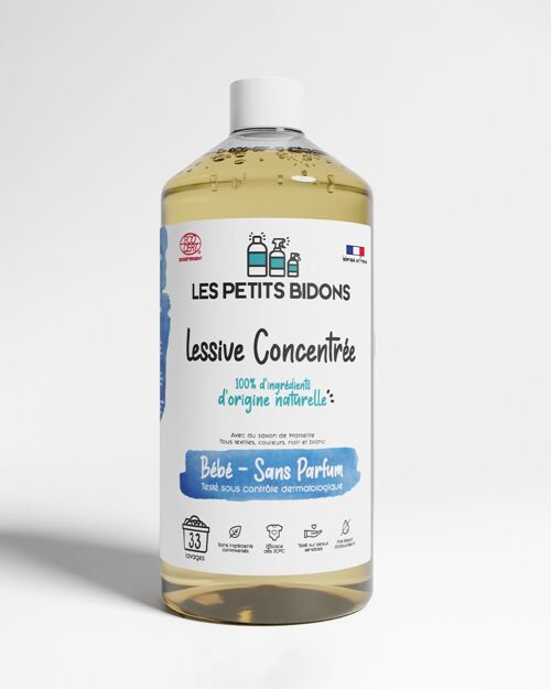 Lessive Liquide Concentrée Bébé - Sans Parfum 1L