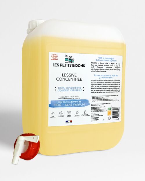 Kit Lessive Liquide Concentrée Bébé - Sans Parfum 10L