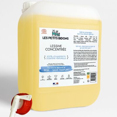 Kit Lessive Liquide Concentrée Bébé - Sans Parfum 10L