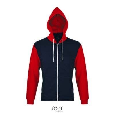 Chaqueta unisex con cremallera y capucha - SILVER French Marino / Rojo