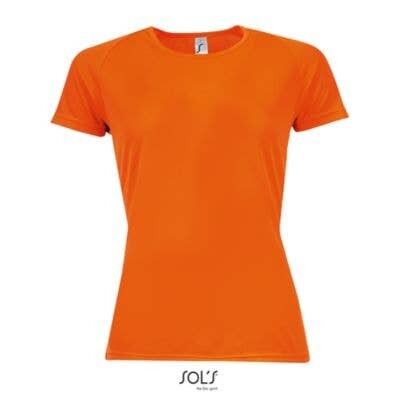 Camiseta running  de mujer - SPORTY WOMEN Naranja Fluor