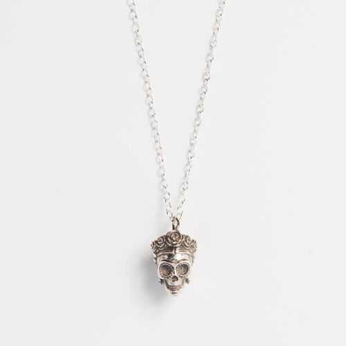 Frida Kahlo Sugar Skull Necklace Sterling Silver