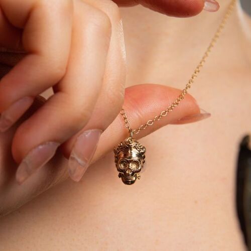 Frida Kahlo Sugar Skull Necklace 18ct Gold Vermeil