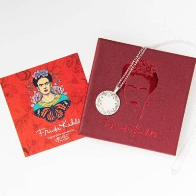 Frida Kahlo Disc Pendant Necklace Sterling Silver