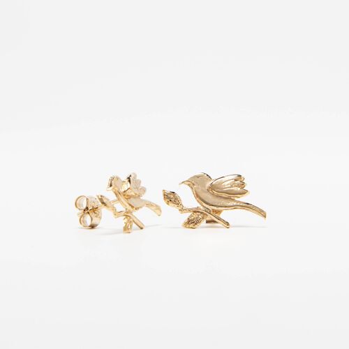 Frida Kahlo Gold Bird Stud Earrings