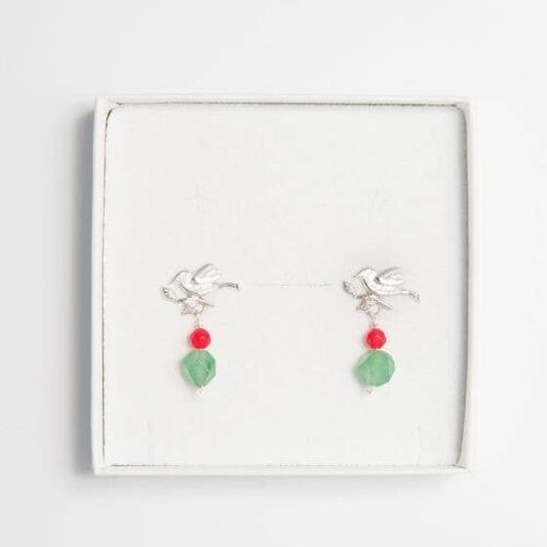 Frida Kahlo Bird Gemstone Drop Earrings