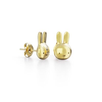 Boucles d'Oreilles Tiges Mini Tête de Miffy Or Vermeil 18 Carats