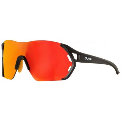Fahrradsonnenbrille Veleta EASSUN, CAT 2 Solar und rotes REVO-Objektiv, verstellbar, schwarzer Rahmen