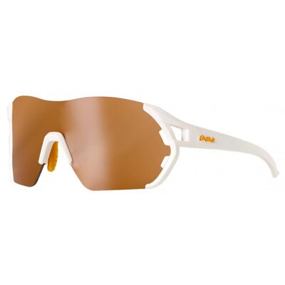 Cycling Sunglasses Veleta EASSUN, CAT 2 Solar and Brown Lens, Adjustable, White Frame