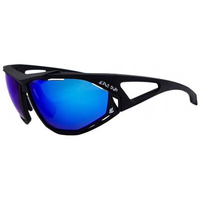 Epic EASSUN Mountainbike-Sonnenbrille, CAT 3 Solar und blaue REVO-Gläser, schwarzer Rahmen