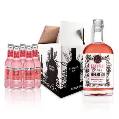 MAGNIFIQUE ENSEMBLE GIN AUX BAIES DE ROSE & 5x 200 ml d'eau tonique aux baies sauvages Fever Tree