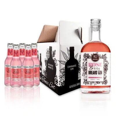 GORGEOUS SET ROSE BERRY GIN & 5x 200ml Fever Tree Wild Berry Tonic Water
