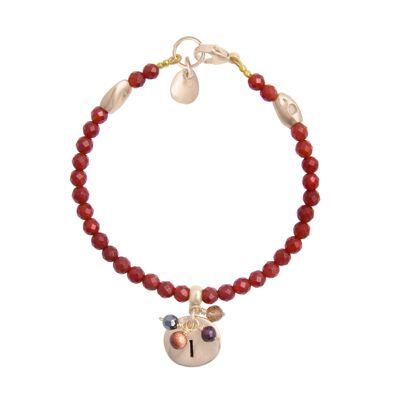 CARNELIAN AND ROSE GOLD INITIAL BRACELET - a