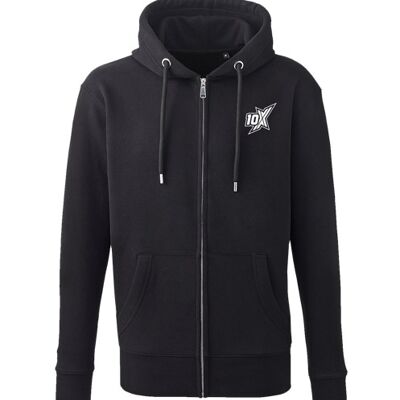 10X ATHLETIC BLACK ZIP LOGO HOODIE - Black/White