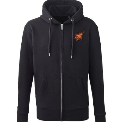 10X ATHLETIC BLACK ZIP LOGO HOODIE - Schwarz/Orange