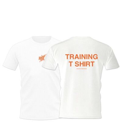 T-SHIRT D'ENTRAÎNEMENT 10X, BLANC - Blanc/Orange