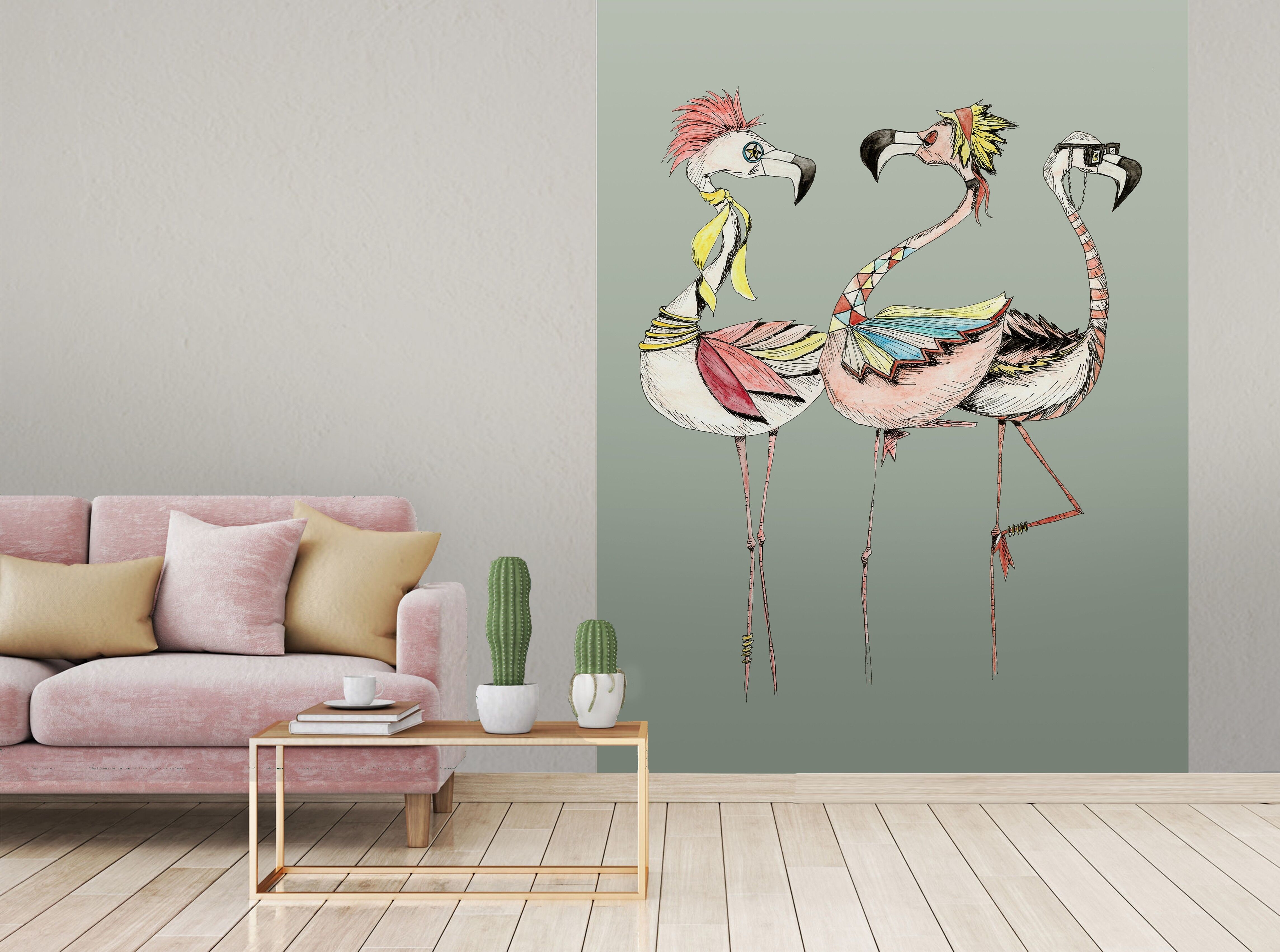 Papier peint intissé : Les Flams'Rock VERT