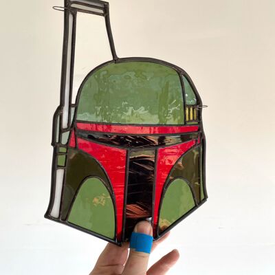 Pezzo in vetro colorato ispirato a Boba Fett