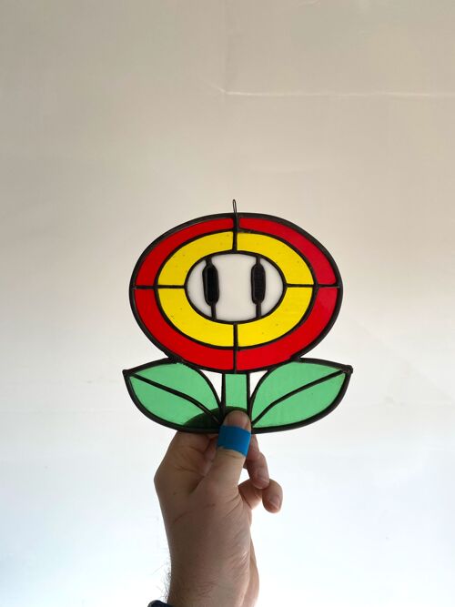Fireflower inspired stained glass piece