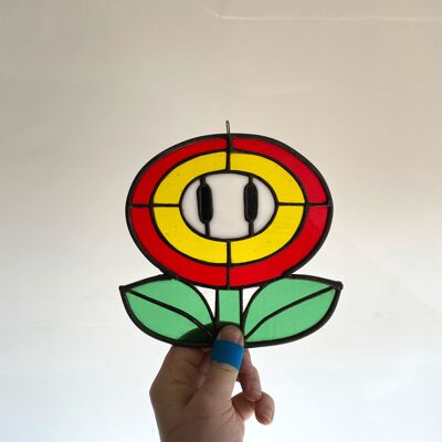 Fireflower inspired stained glass piece