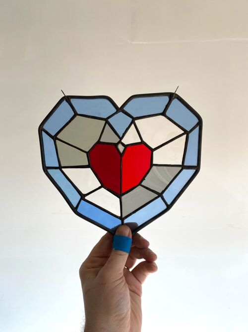 Heart container stained glass piece