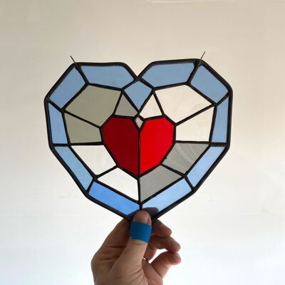 Pieza de vidriera de contenedor de corazón