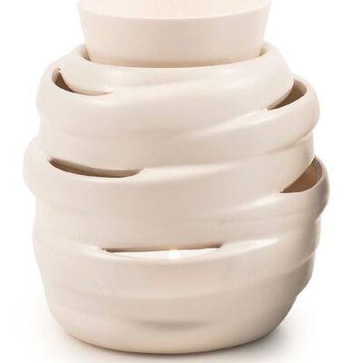 Lampada aromatica Anelli in ceramica bianchi