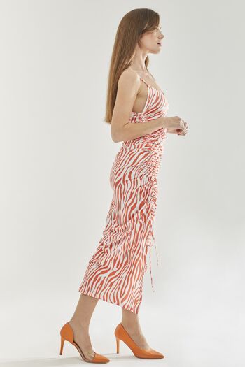 Liquorish Zebra Print Cami Dress en Orange et Blanc 3