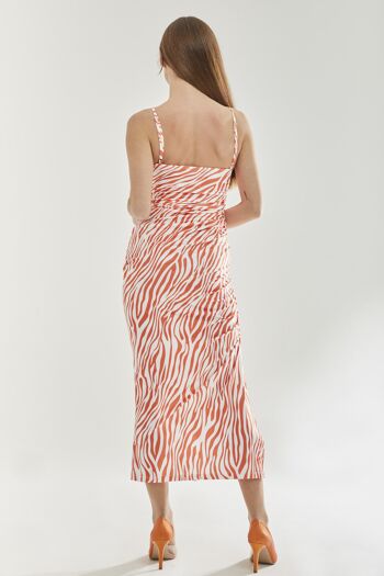 Liquorish Zebra Print Cami Dress en Orange et Blanc 4
