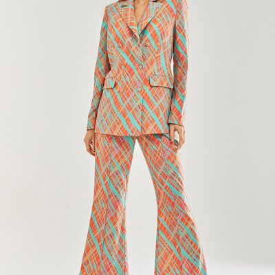 Blazer arancione con stampa scarabocchi