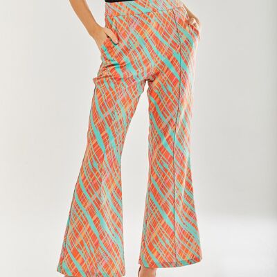 Orange Scribble Flare Trousers