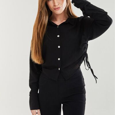 Blusa negra con lazo lateral de Liquorish
