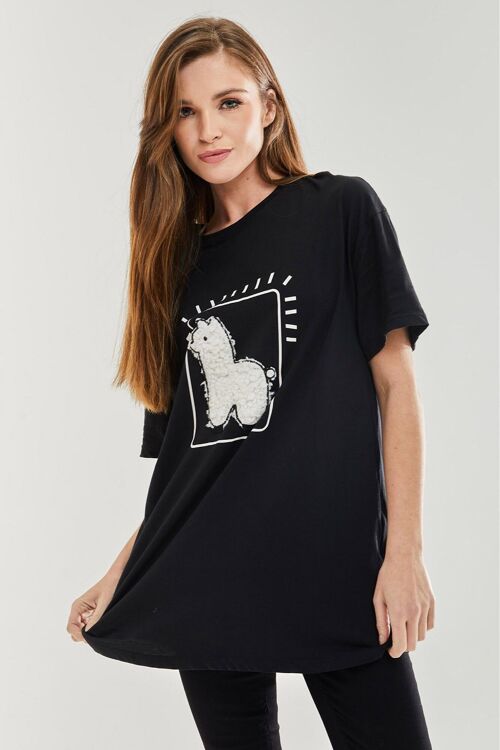Llama oversized T-shirt - black