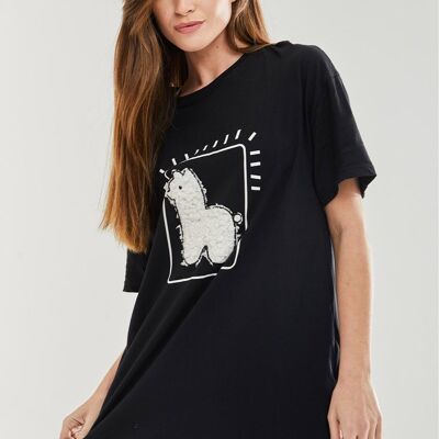 Llama Oversized T-Shirt - schwarz