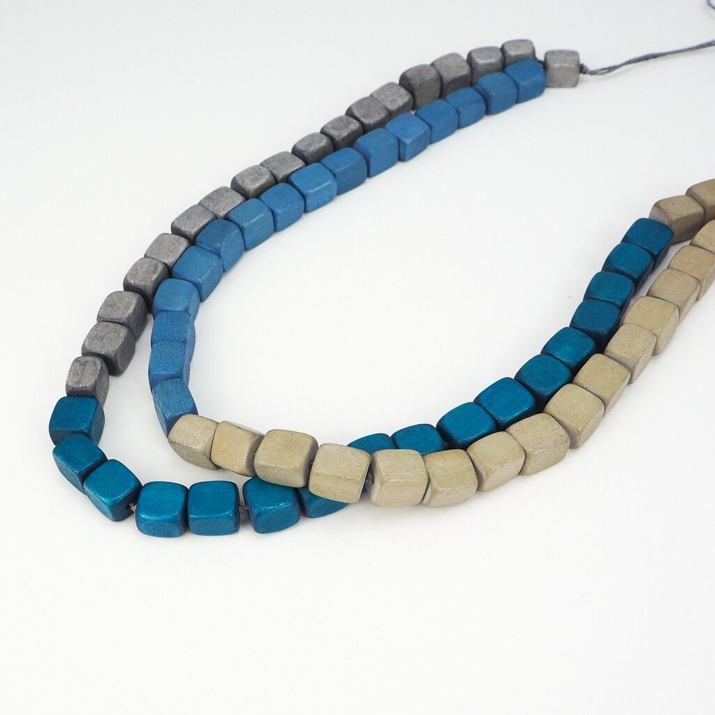 Collana in legno 53- Combinazione blu