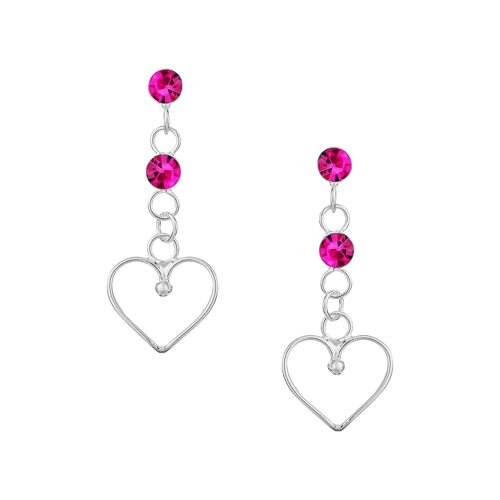 Fuchsia Crystal Heart Studs