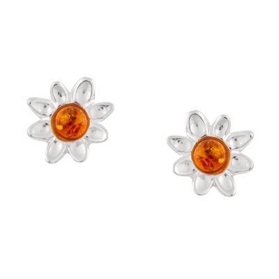 Pretty Amber Daisy Studs