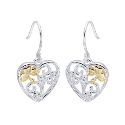 Shamrock Filigree Heart Earrings