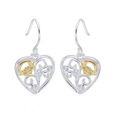 Boucles d'oreilles cœur en filigrane Claddagh