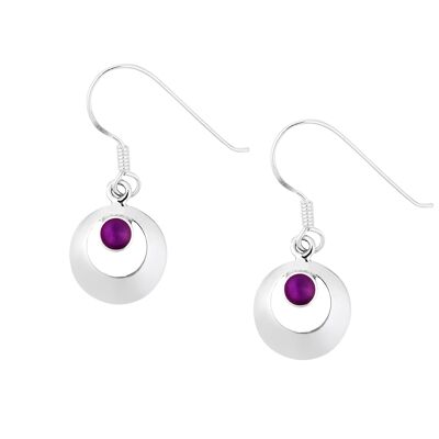 Jolies boucles d'oreilles rondes violettes