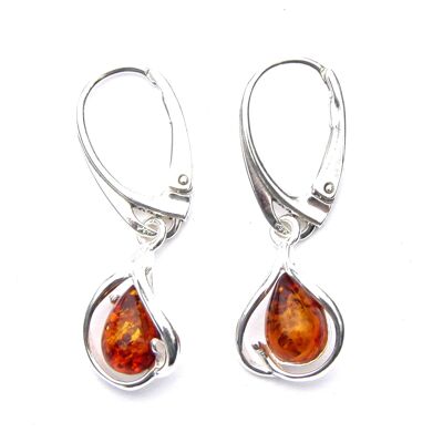 Belles boucles d'oreilles en forme de larme d'ambre