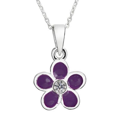 Collier fleur violette délicate