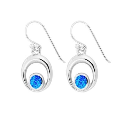 Boucles d'oreilles contour d'opale bleue