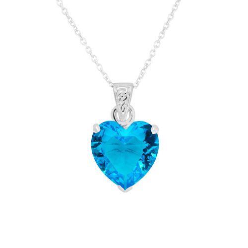 Pretty Aqua Heart Necklace